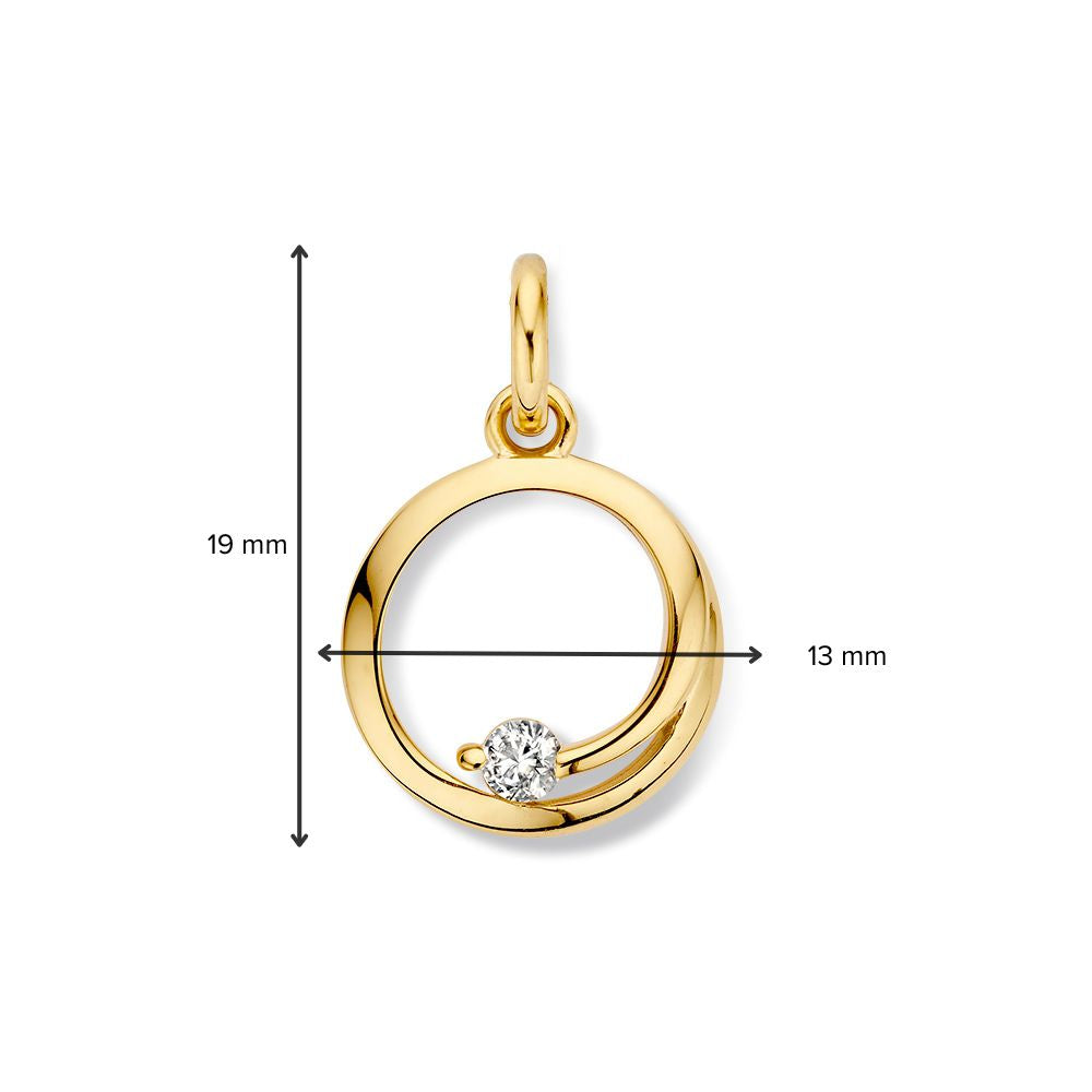 Gelbgoldanhänger mit Zirkonia – 14 Karat, 1,8 Gramm, 18 mm x 13 mm