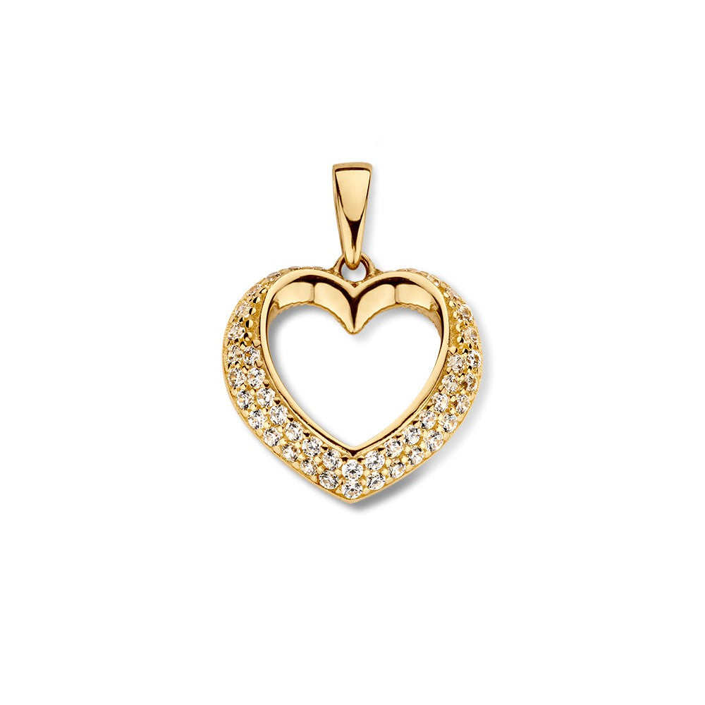 Harthänger aus 14-karätigem Gold mit rundem Design und Zirkonia-Besatz, 14 mm groß