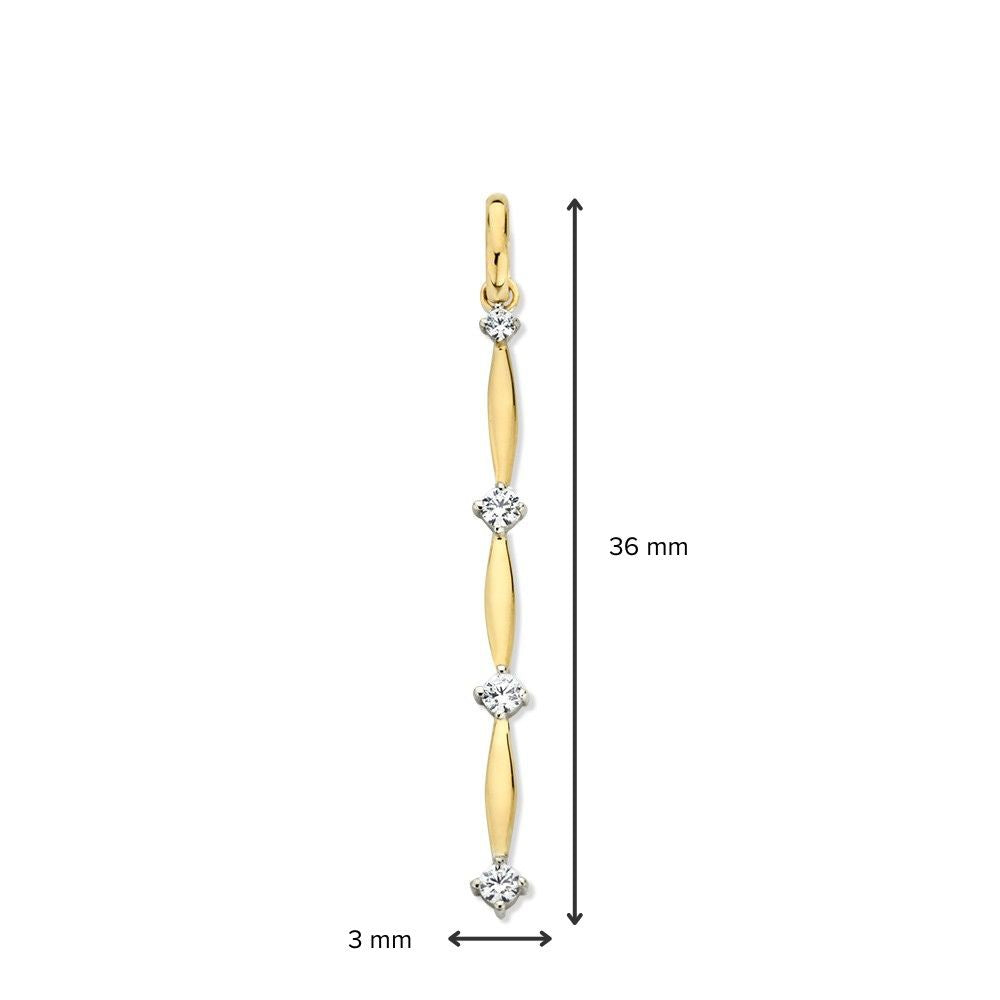 Gelbgoldanhänger mit Zirkonia – Elegante Ohrhaken, 14 Karat