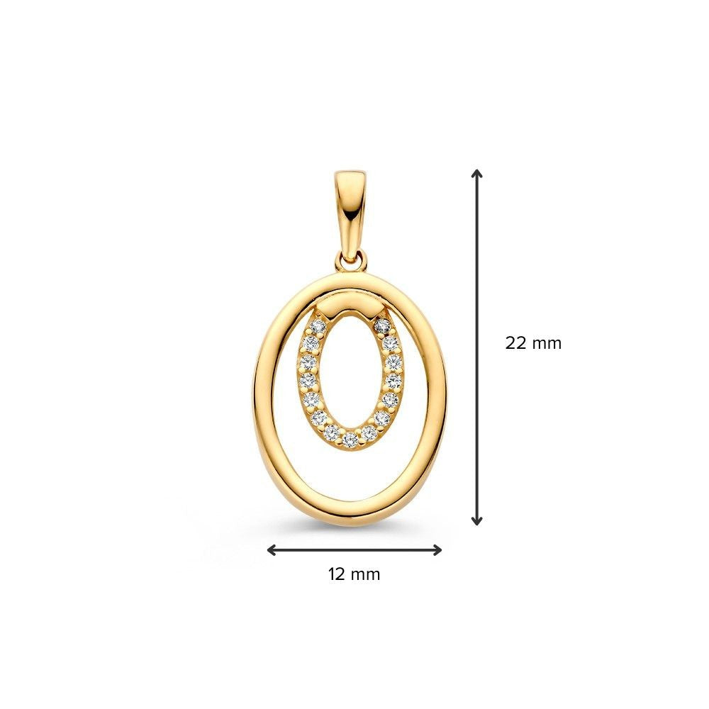 14K Gelbgold-Anhänger mit Zirkonia – Elegante Ohrringe für Damen