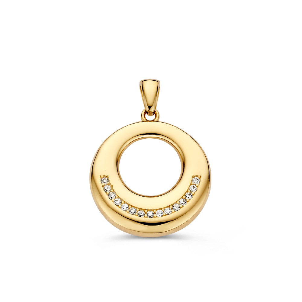 Runde gelbgoldene Hängematte mit Zirkonia und glänzender Oberfläche