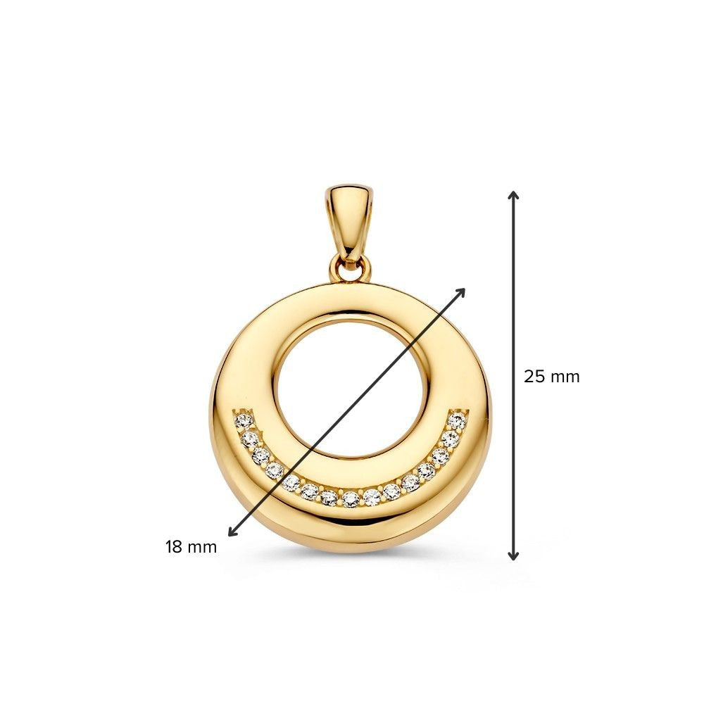 Runder Gelbgold-Anhänger mit Zirkonia – Zeitlose Eleganz
