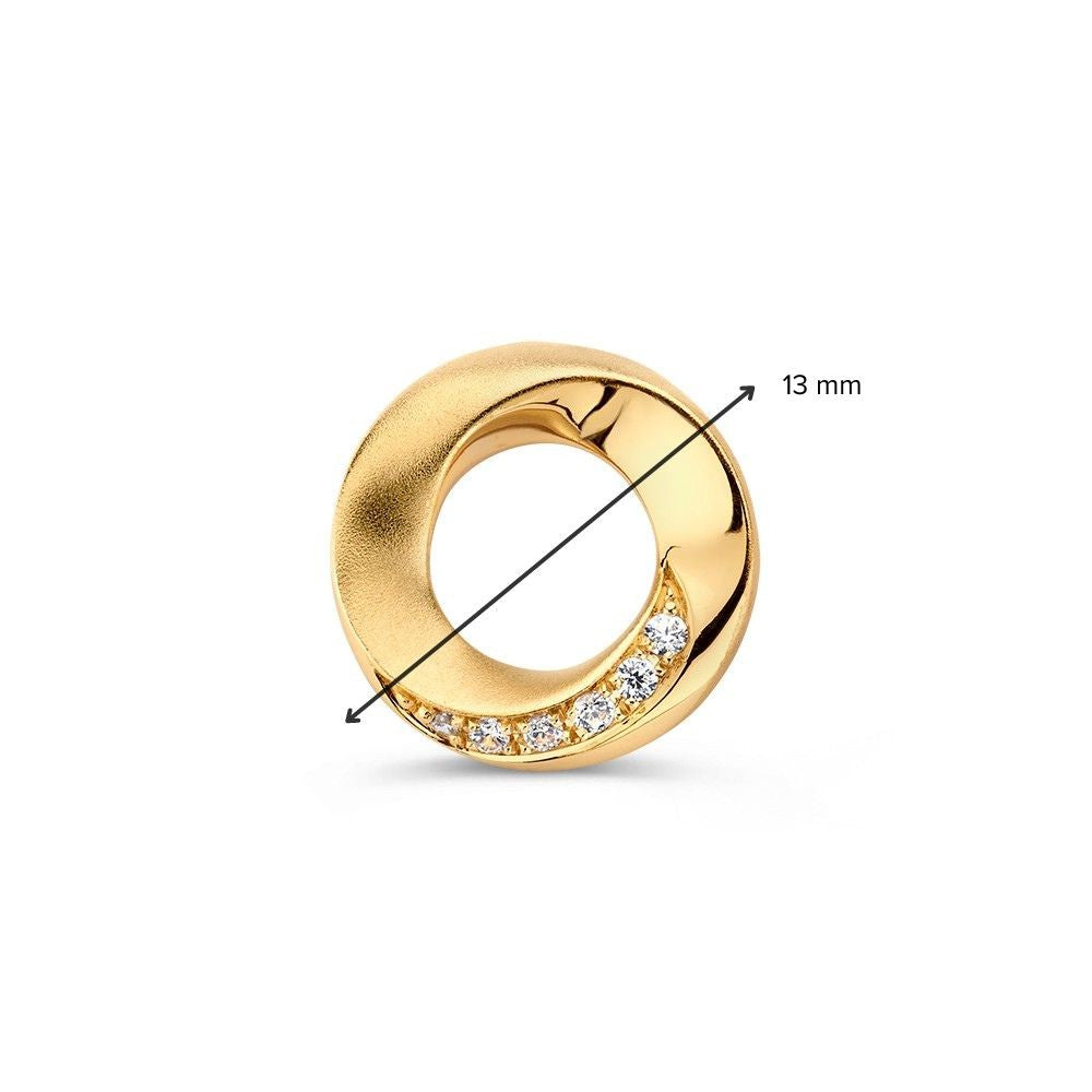 Gelbgoldanhänger mit gedrehtem Band und Zirkonia – 14 Karat, 1,3 Gramm, 14 mm