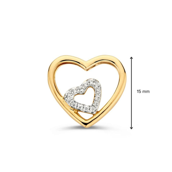 Speelse Geelgouden Hanger met Verweven Hartjes en Zirkonia’s