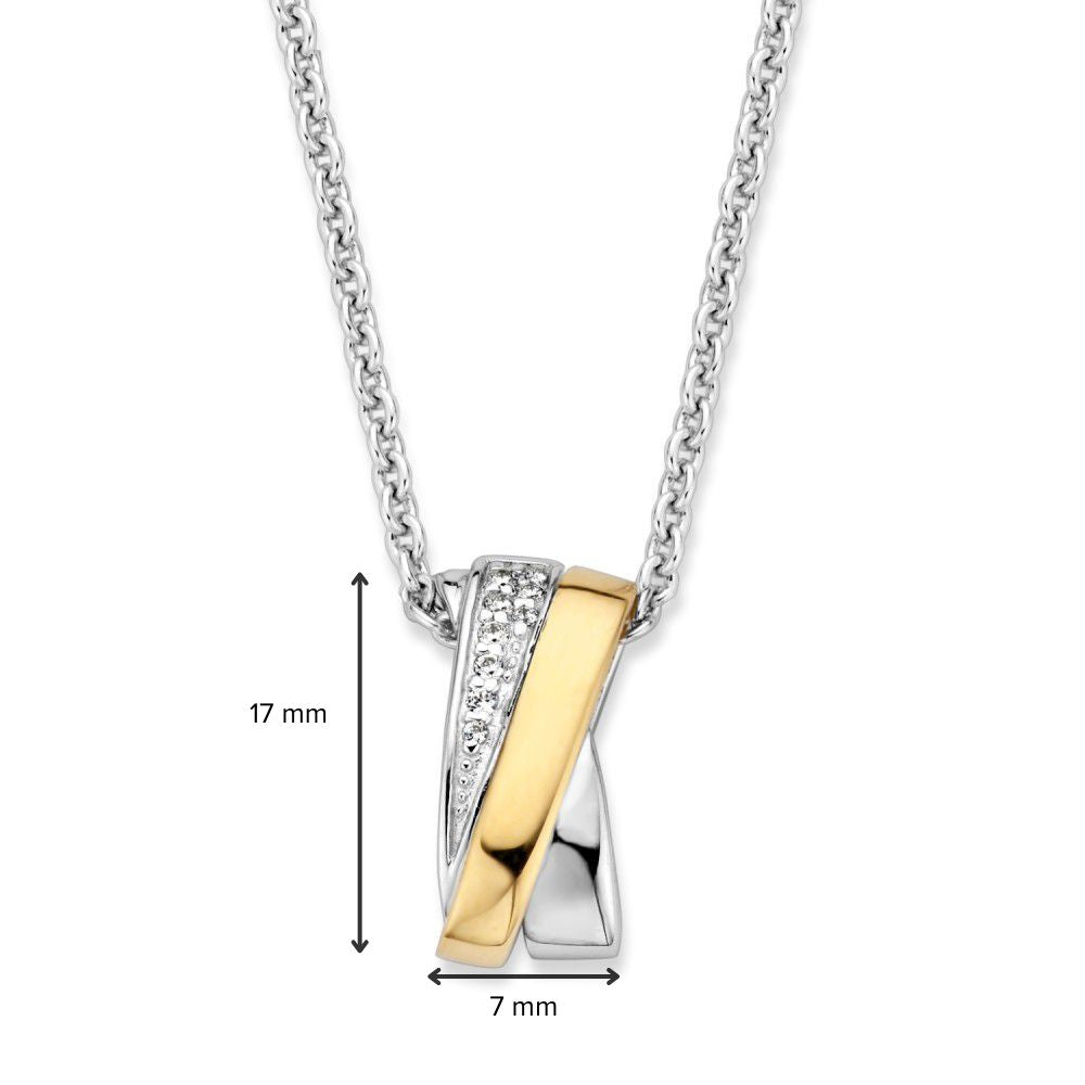 Anhänger aus Silber und Gold mit weißen Zirkonia – 17 mm, 0,7 Gramm