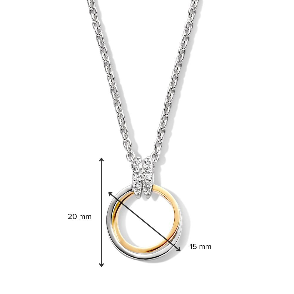 Anhänger aus Silber und Gold mit weißen Zirkonia – 20 mm, 0,6 Gramm