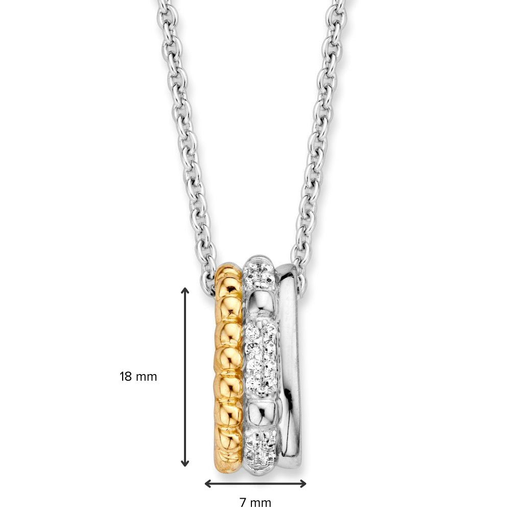 Silber- und Goldanhänger mit weißen Zirkonia – 18 mm, 0,7 Gramm