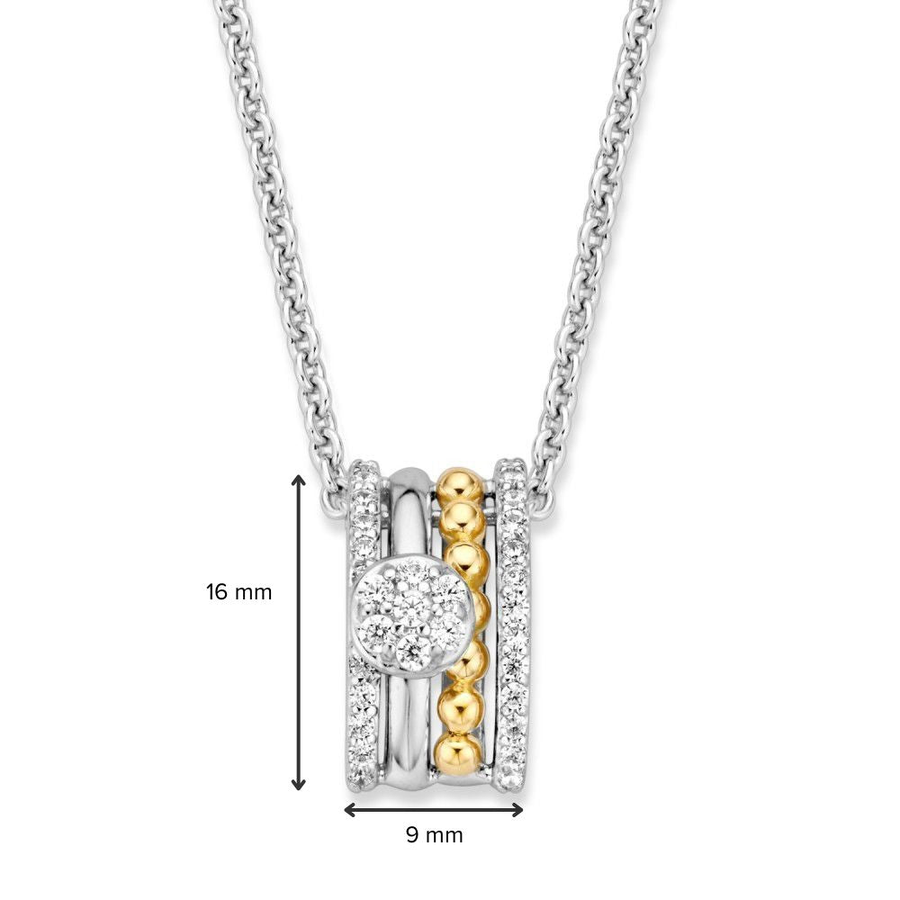 Anhänger aus Silber und Gold mit weißem Zirkonia – 16 mm, 0,6 Gramm