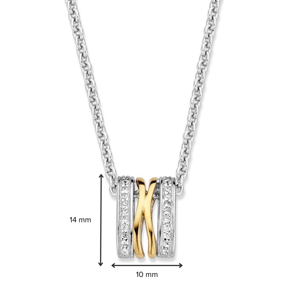 Anhänger aus Silber und Gold mit weißen Zirkonia – 14 mm, 0,7 Gramm