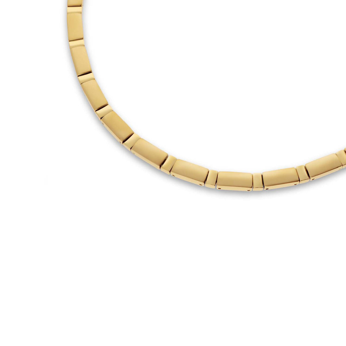 Goldfarbenes Titanium Collier mit flachen, rechteckigen Gliedern