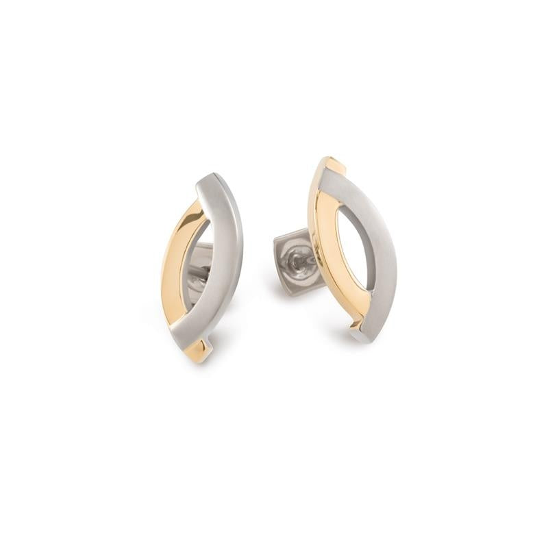 Bicolor Ohrstecker aus Titan mit geschwungener Form in Silber und Gold