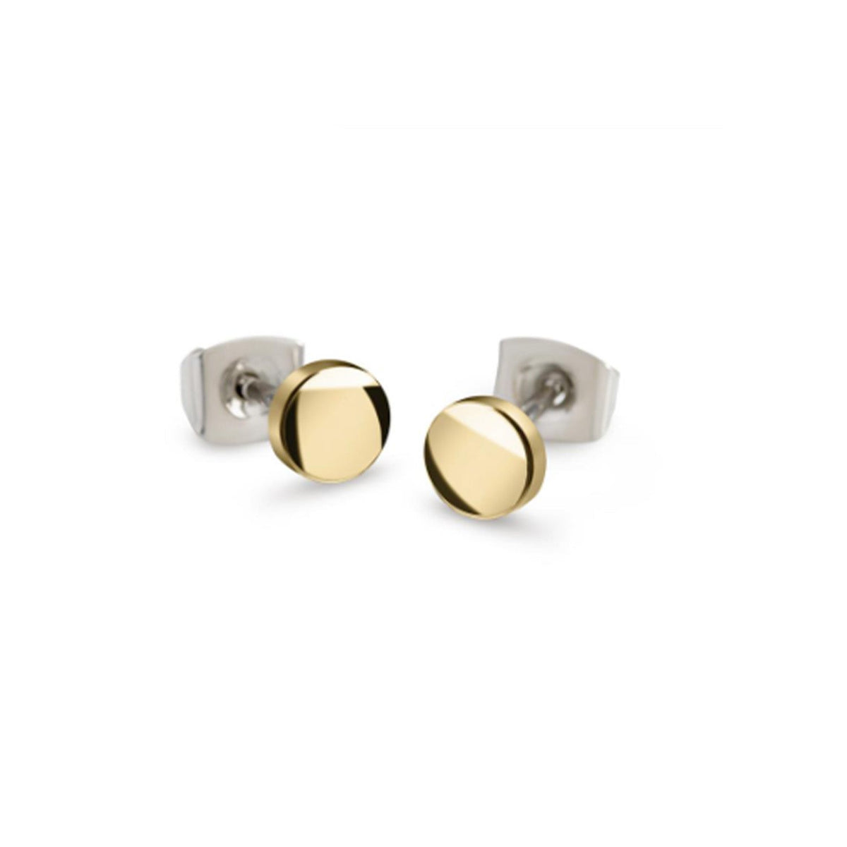 Ohrstecker aus Titan mit goldfarbener, glänzender Oberfläche und rundem Design