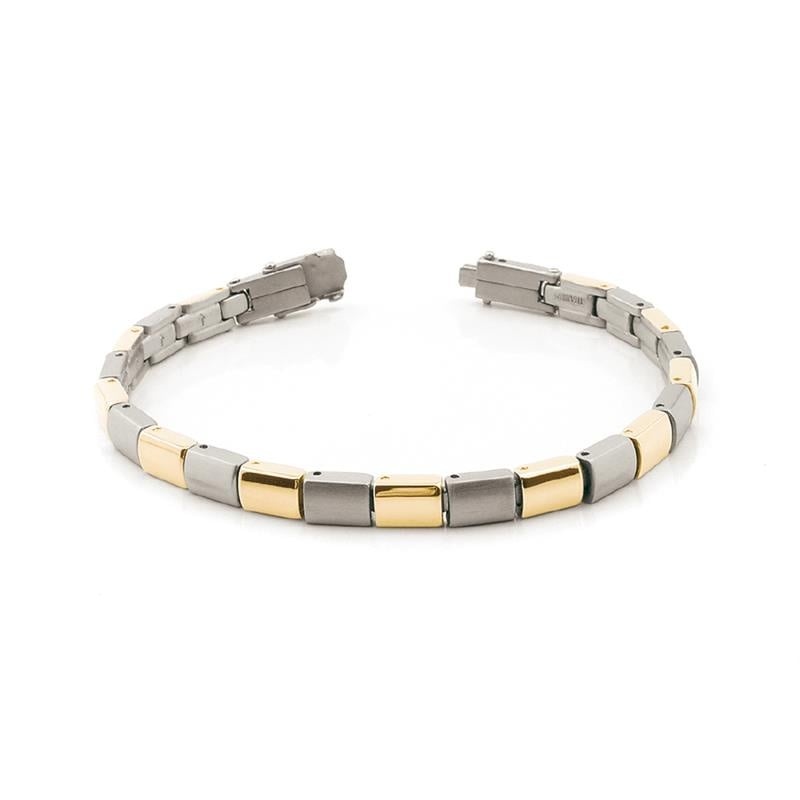 Bicolor Titanium-Armband mit silbernen und goldenen Elementen in rechteckiger Form