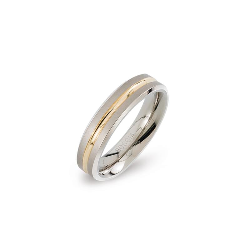 Bicolor Ring aus Titan mit glänzender silberner und goldfarbener Oberfläche