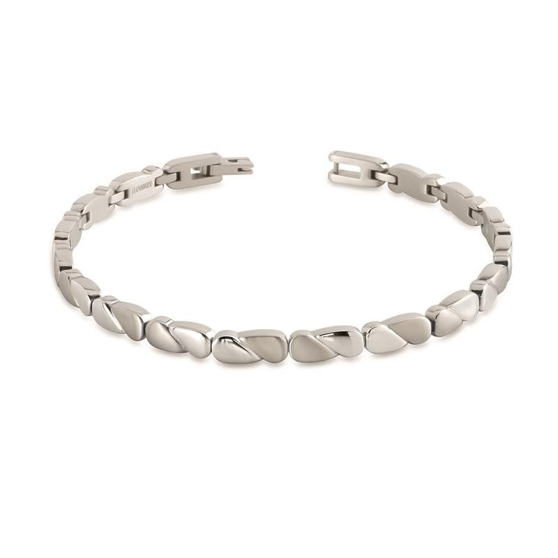 Titan-Armband mit glänzenden, ovalen Elementen in silberner Farbe und sicherem Verschluss