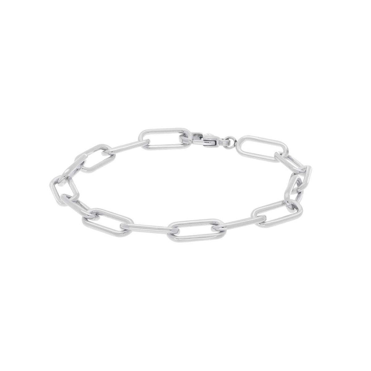 Armband aus Titan mit glänzenden, ovalen Gliedern in Silberoptik