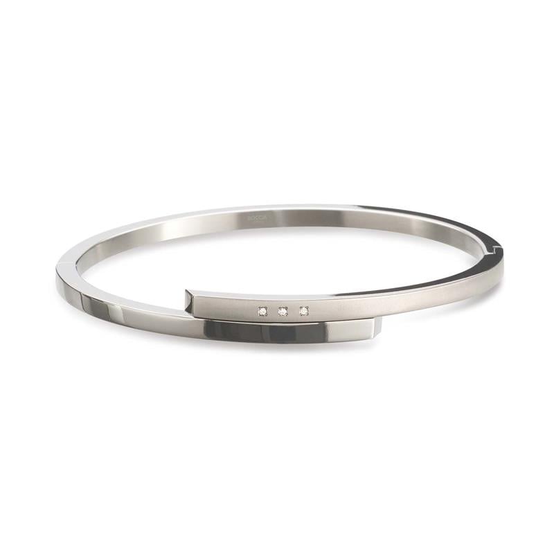 Titan-Armband mit glänzender Oberfläche und drei kleinen, eingearbeiteten Steinen