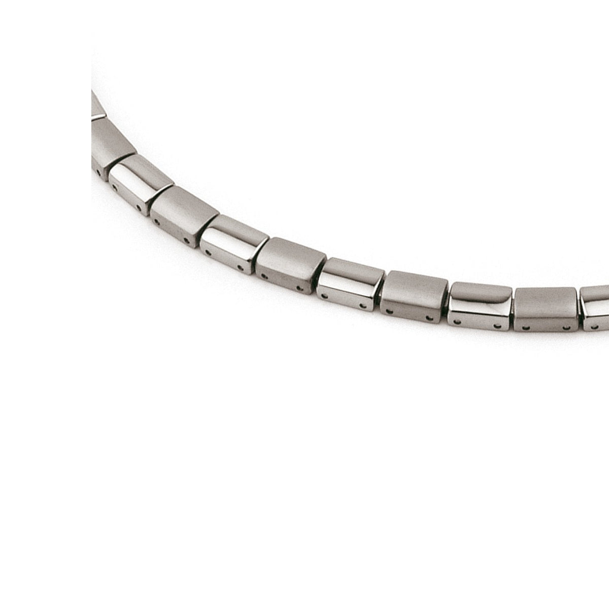 Titanium Collier mit rechteckigen Gliedern in silberner Farbe
