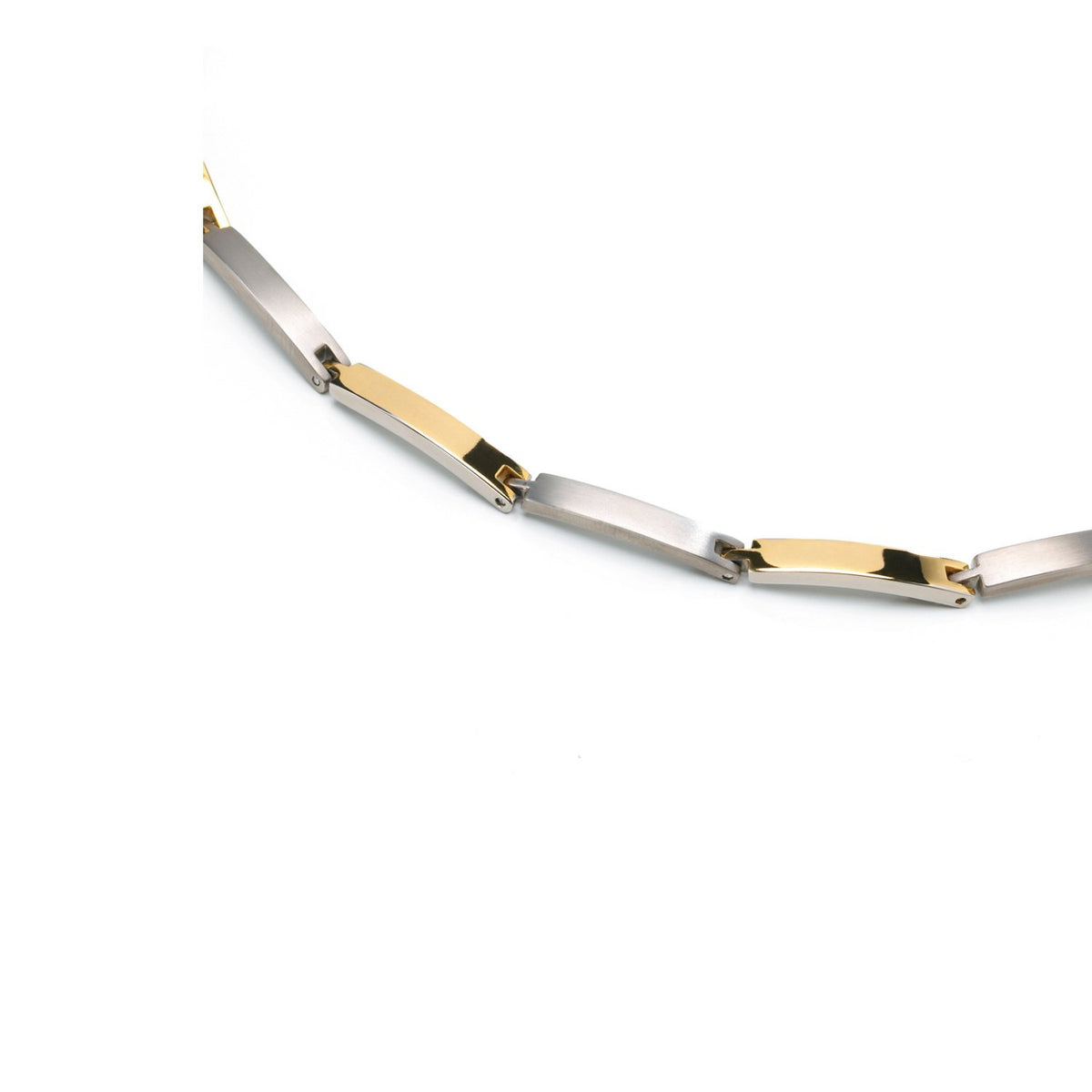 Bicolor Collier aus Titan mit abwechselnd silbernen und goldenen Gliedern