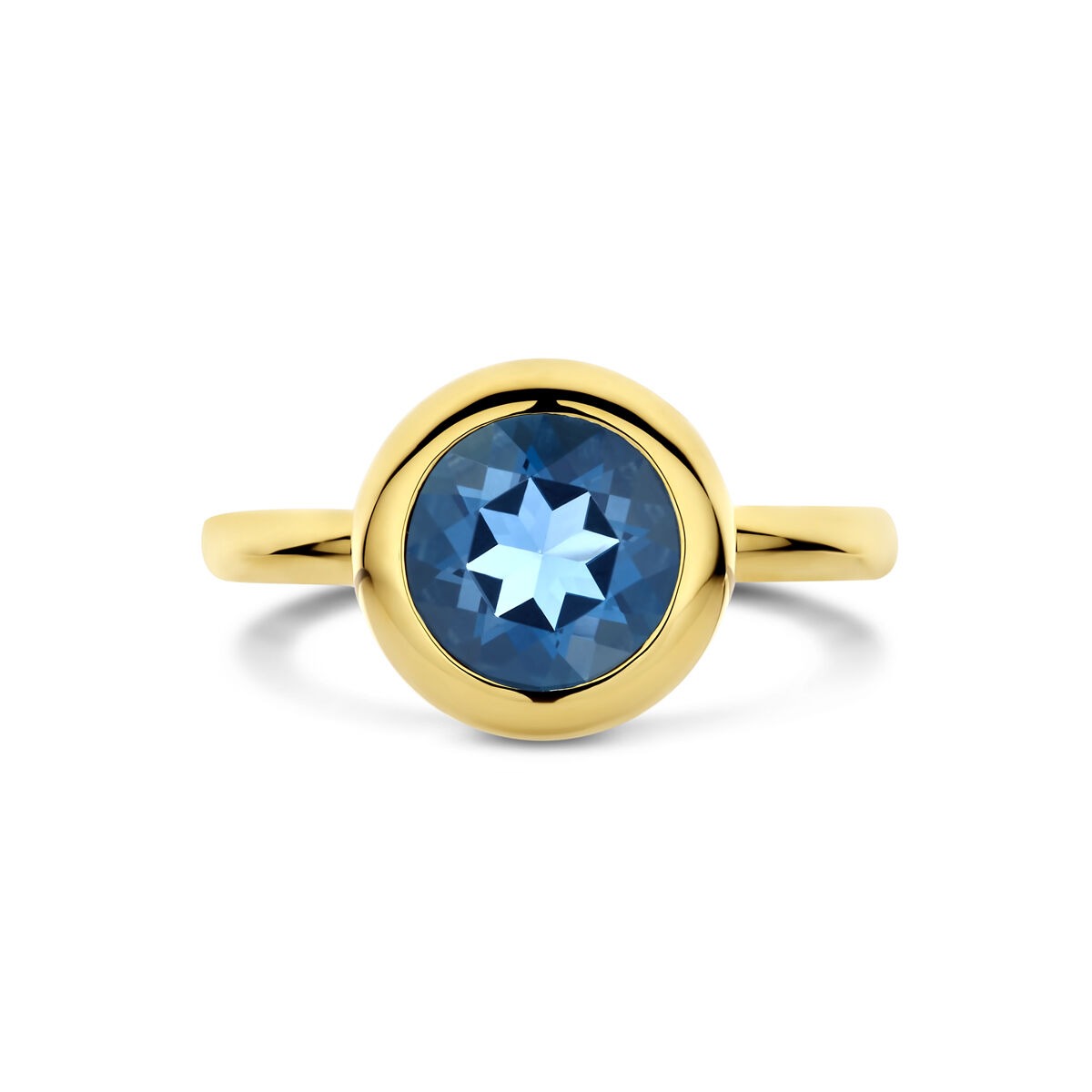 Damenring aus 14k Gelbgold mit London Blue Topas