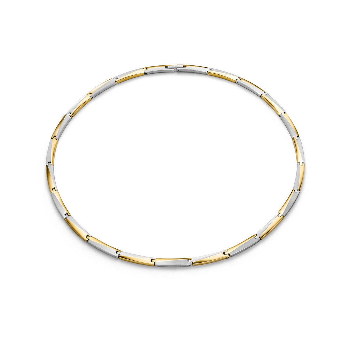 Bicolor Collier aus Titan mit alternierenden silbernen und goldenen Elementen