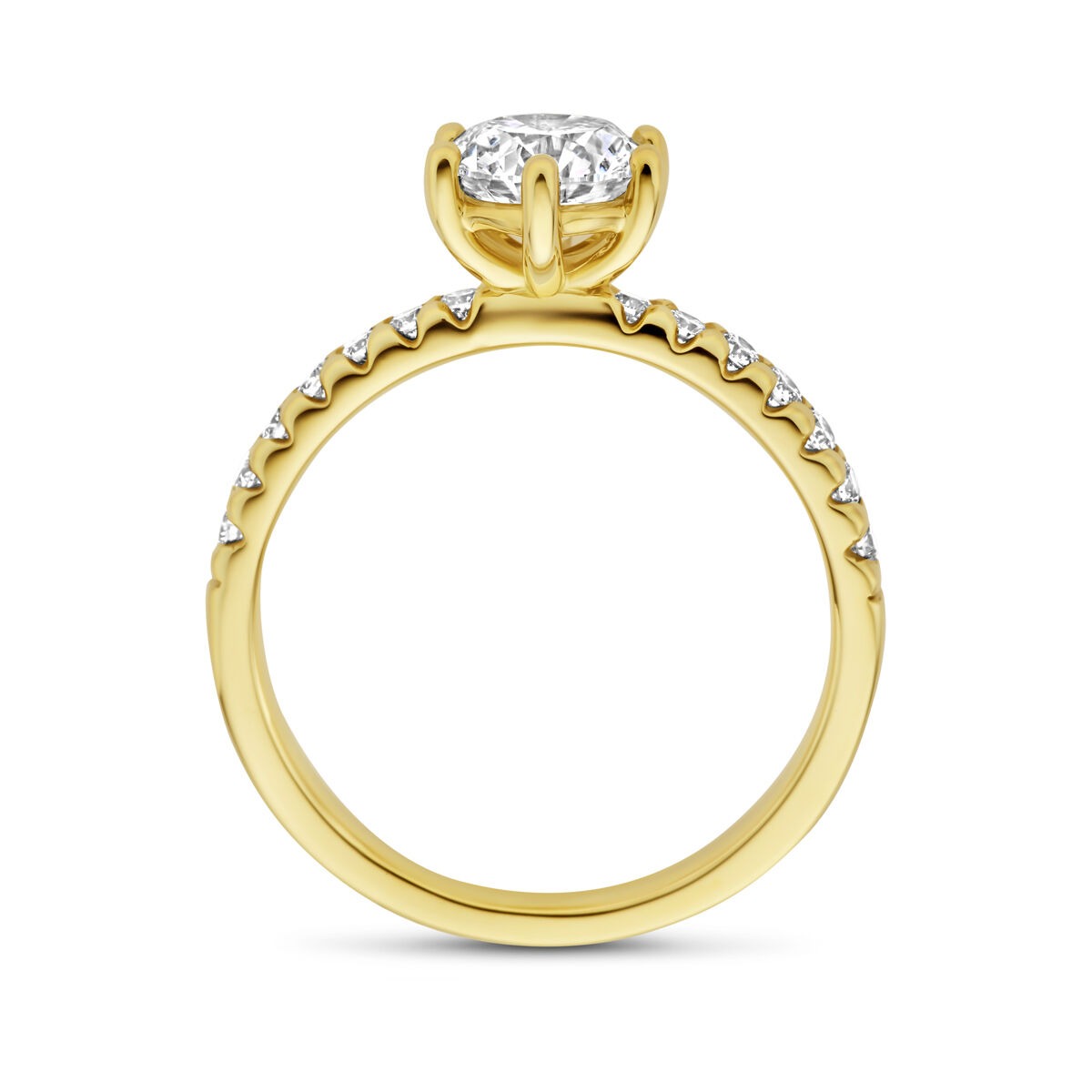 Goldener Damenring mit im Labor gezüchtetem Diamanten – 14 Karat Gelbgold