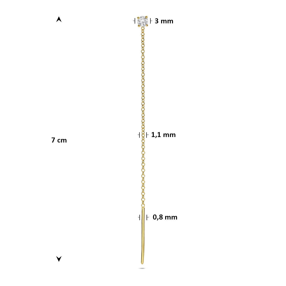 14 Karat Gelbgold Durchzieher-Ohrring mit Diamant – pro Stück