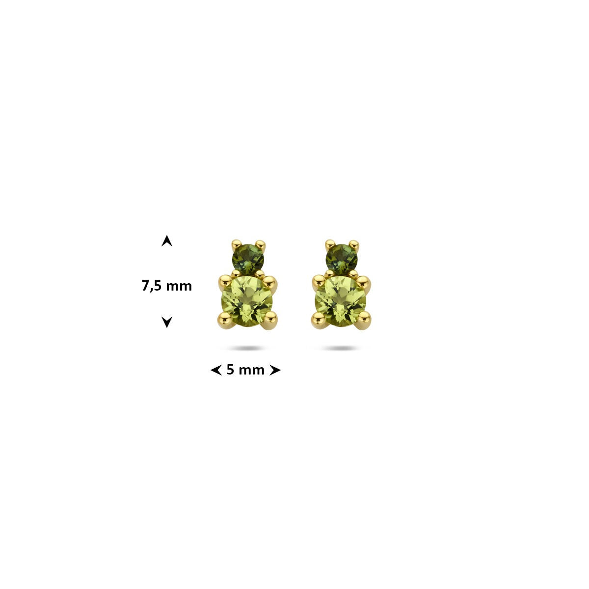 14k Gelbgold-Ohrstecker mit Peridot und grünem Turmalin