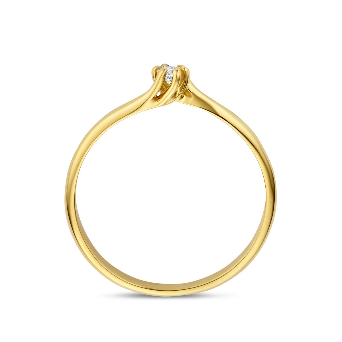 14k Gelbgoldring mit im Labor gezüchtetem Diamanten
