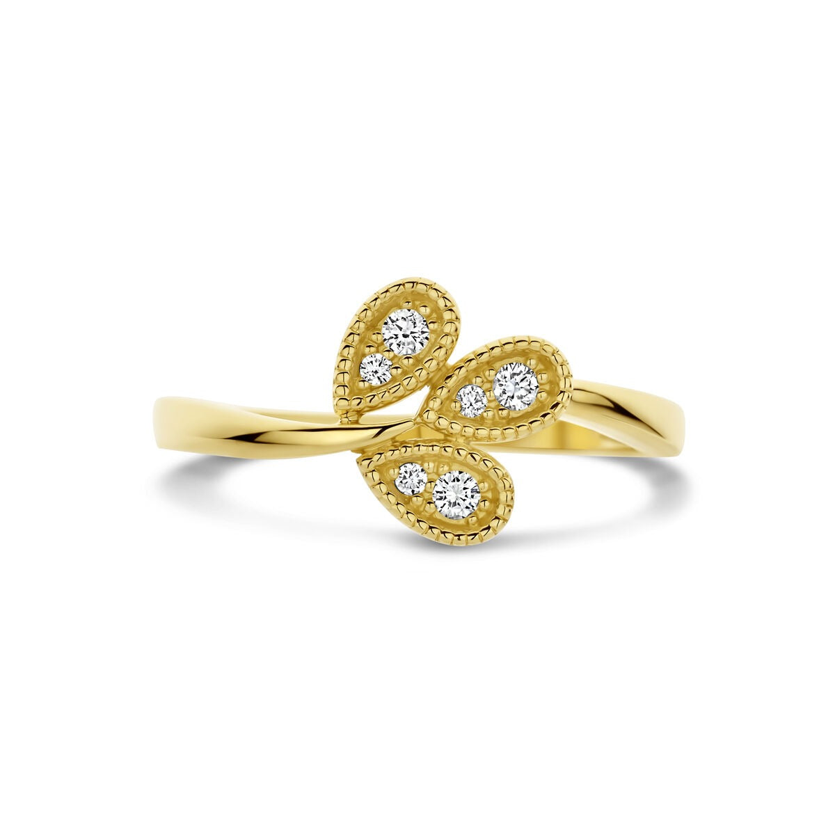 Goldener Damenring mit Diamant – 14 Karat Gelbgold