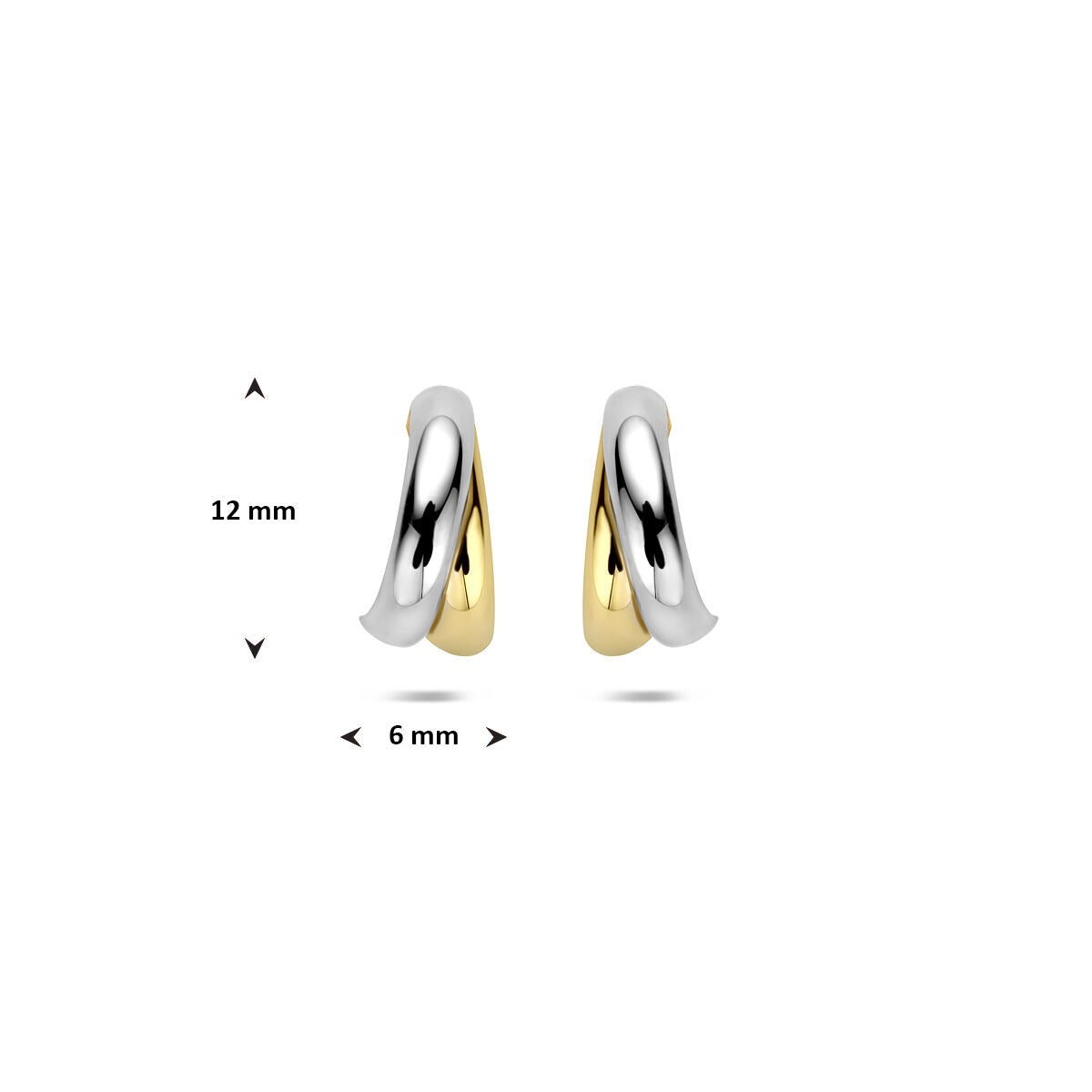 14 Karat Bicolor Stecker-Ohrringe in Gelb- und Weißgold