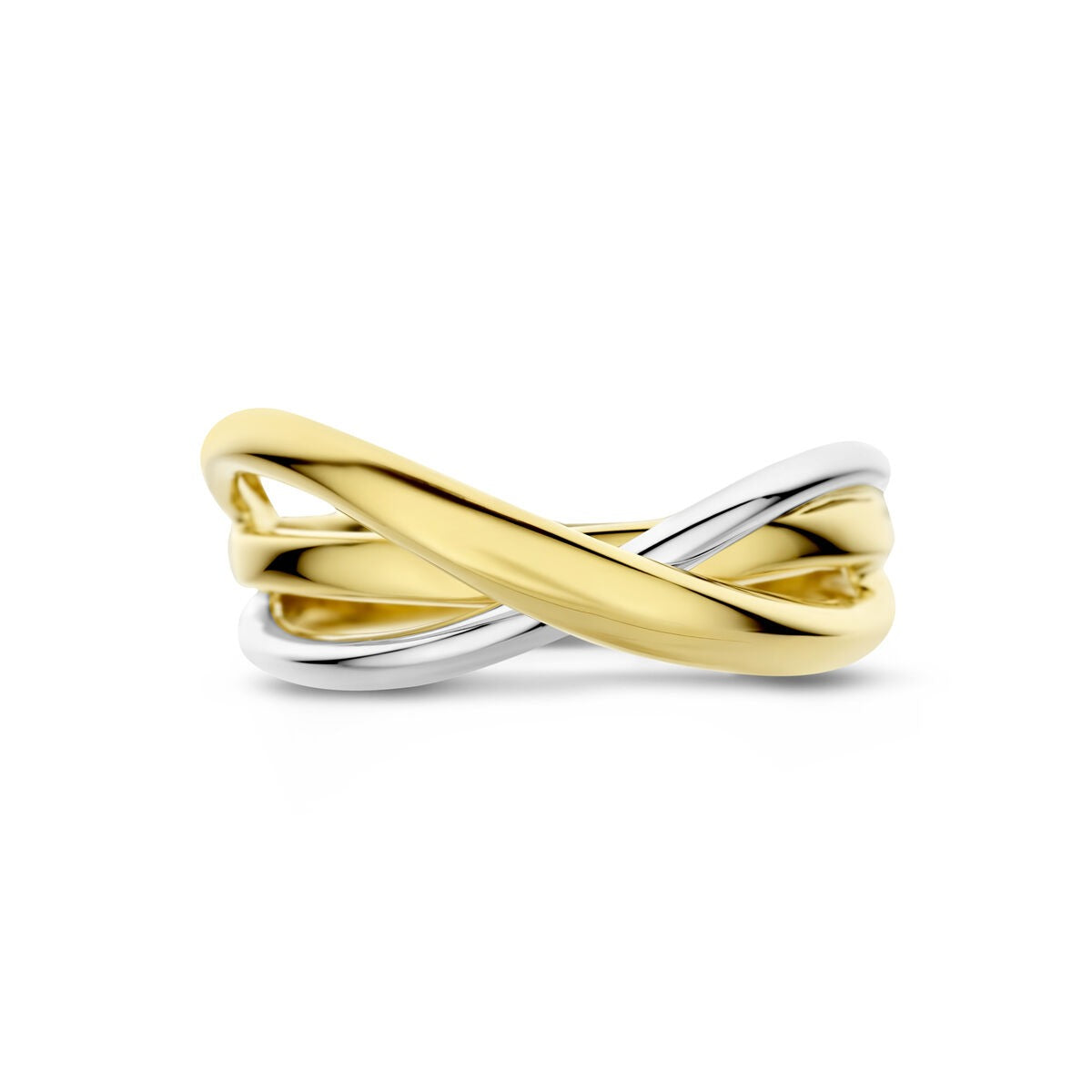 Bicolor-Damenring 14K Gelb- und Weißgold – 8,5 mm breit