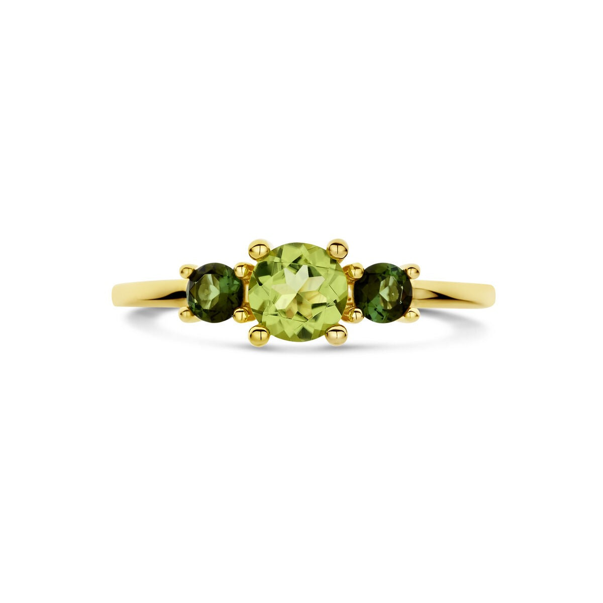 Goldener Damenring mit Peridot und Turmalin – 14K Gelbgold