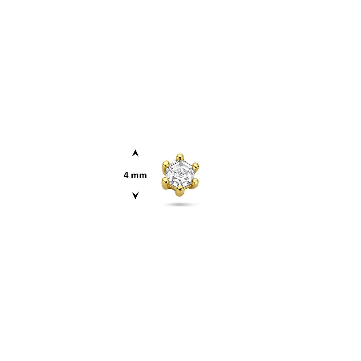 Vergoldetes silbernes Flatback-Piercing mit Zirkonia 4 mm