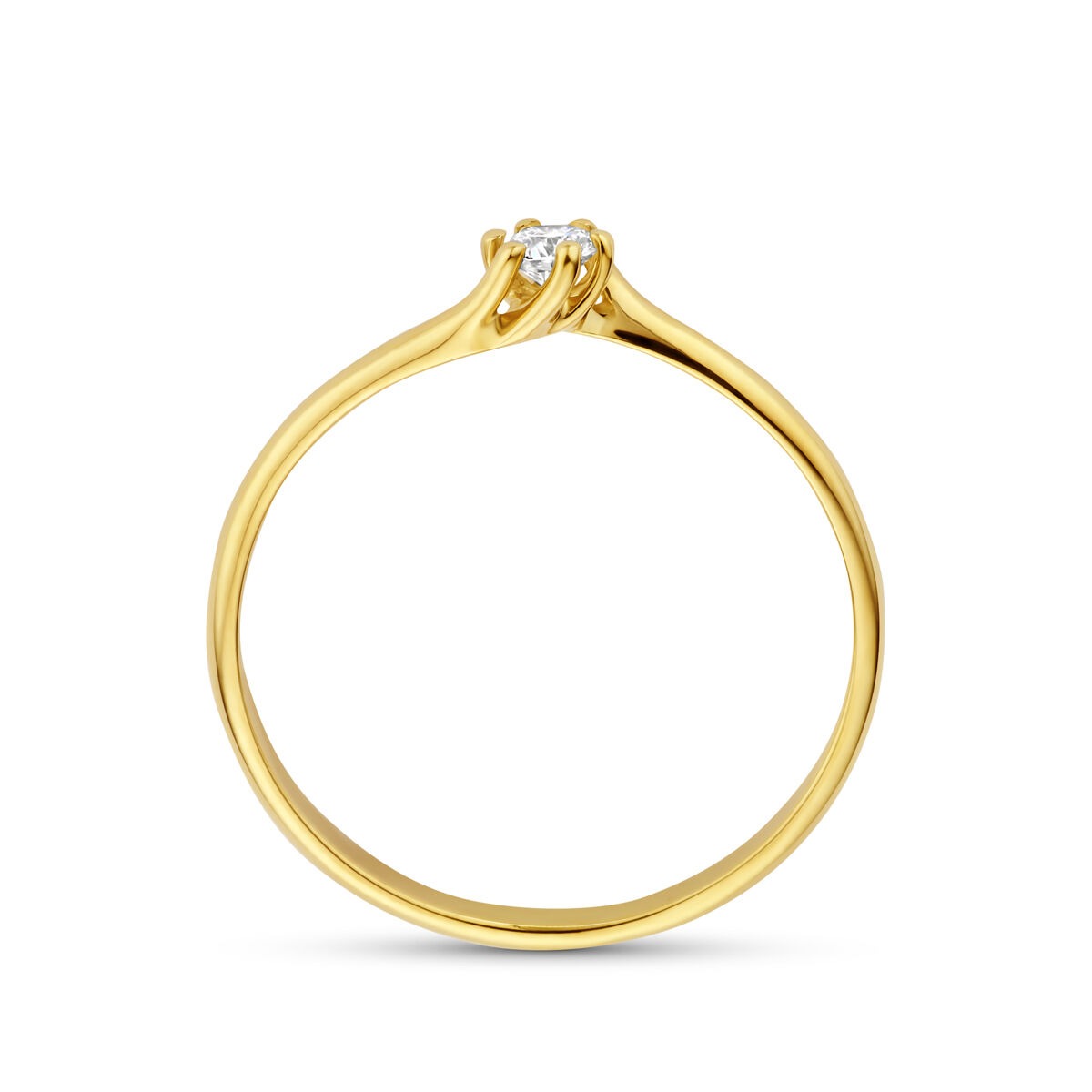 14 K Gelbgoldring mit im Labor gezüchtetem Diamanten
