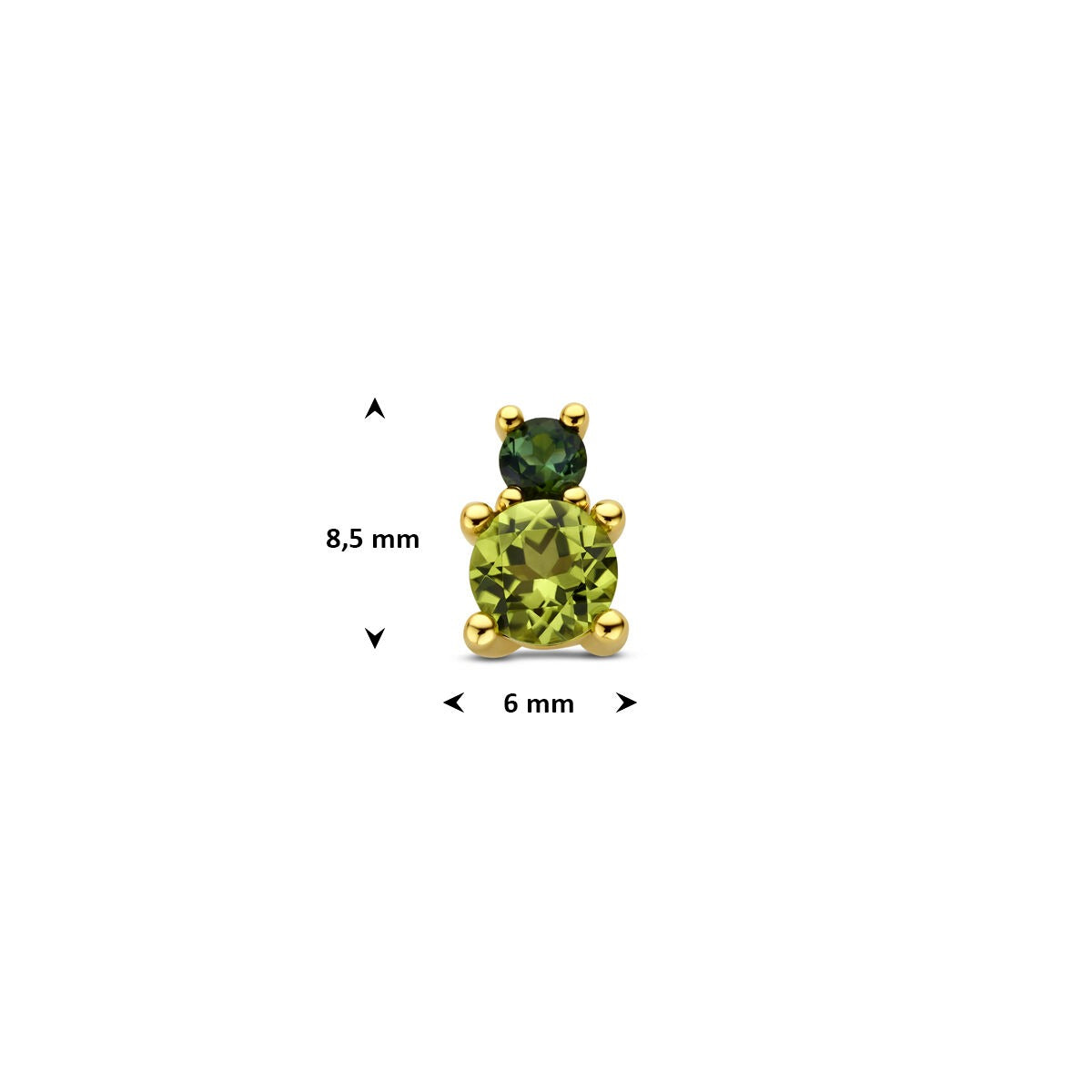 14k Gelbgoldanhänger mit Peridot und grünem Turmalin