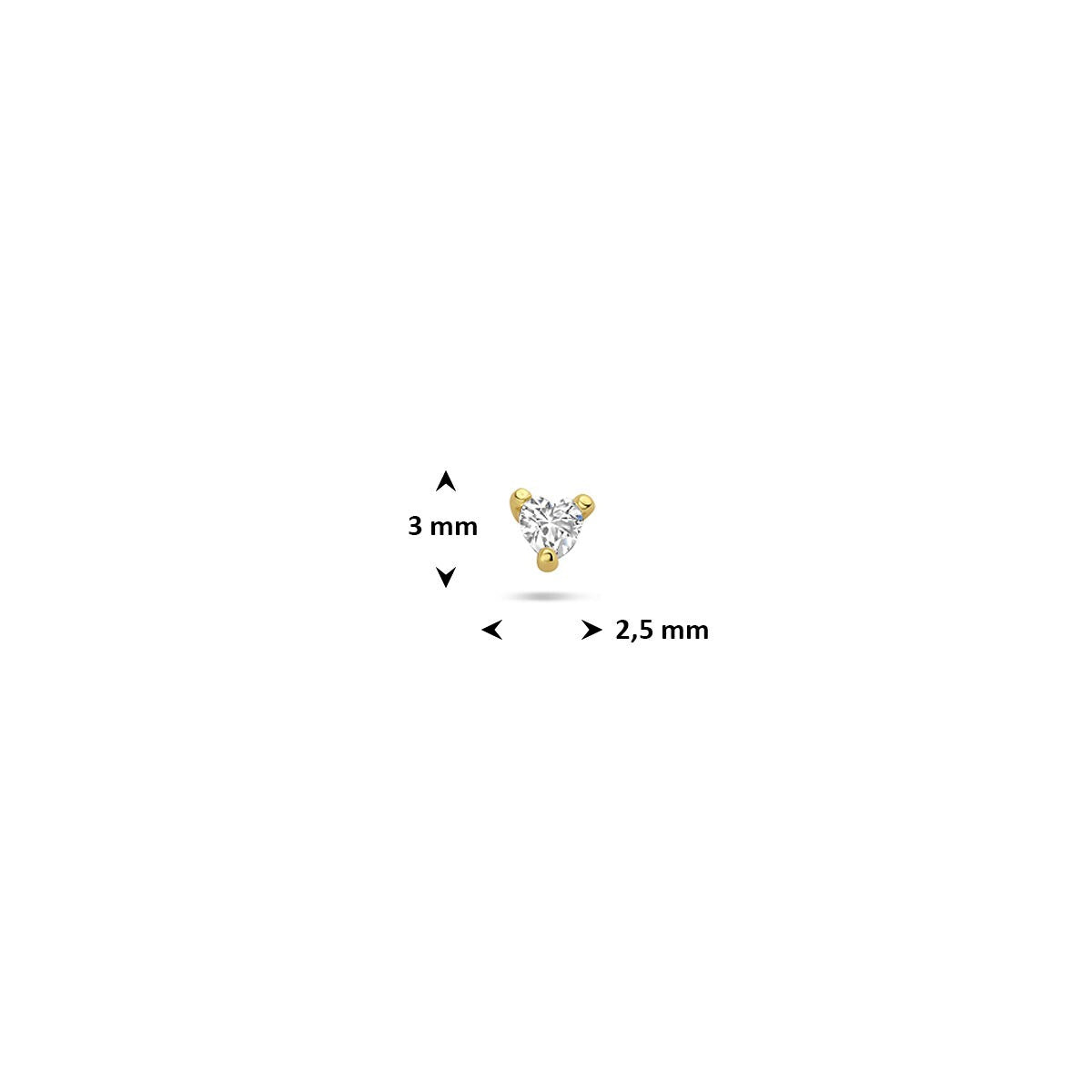 Vergoldetes Flat-Back-Piercing Herz mit Zirkonia – 925 Silber