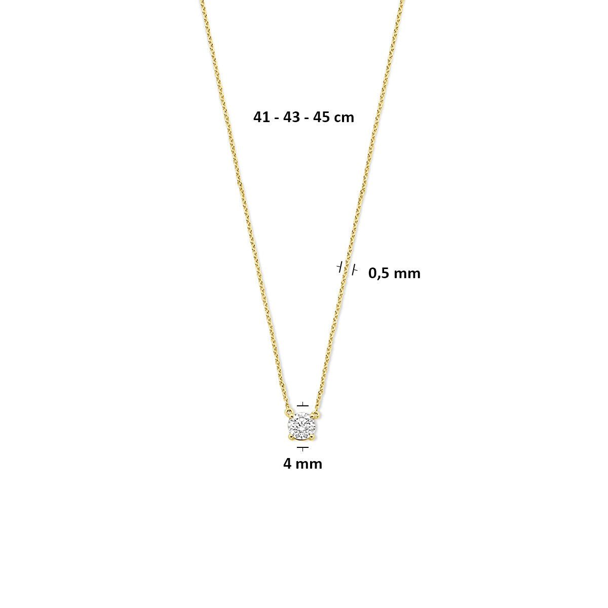 14k Gelbgoldcollier mit im Labor gezüchtetem Diamant