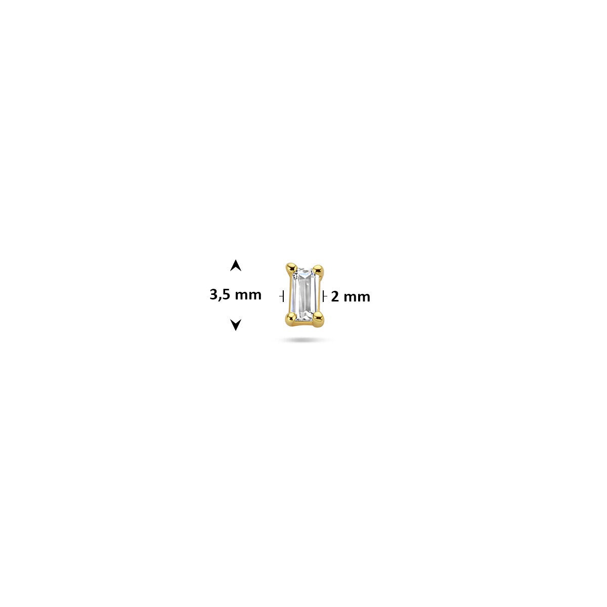 Vergoldetes Silber-Flatback-Piercing mit Baguette-Zirkonia – 925er Silber