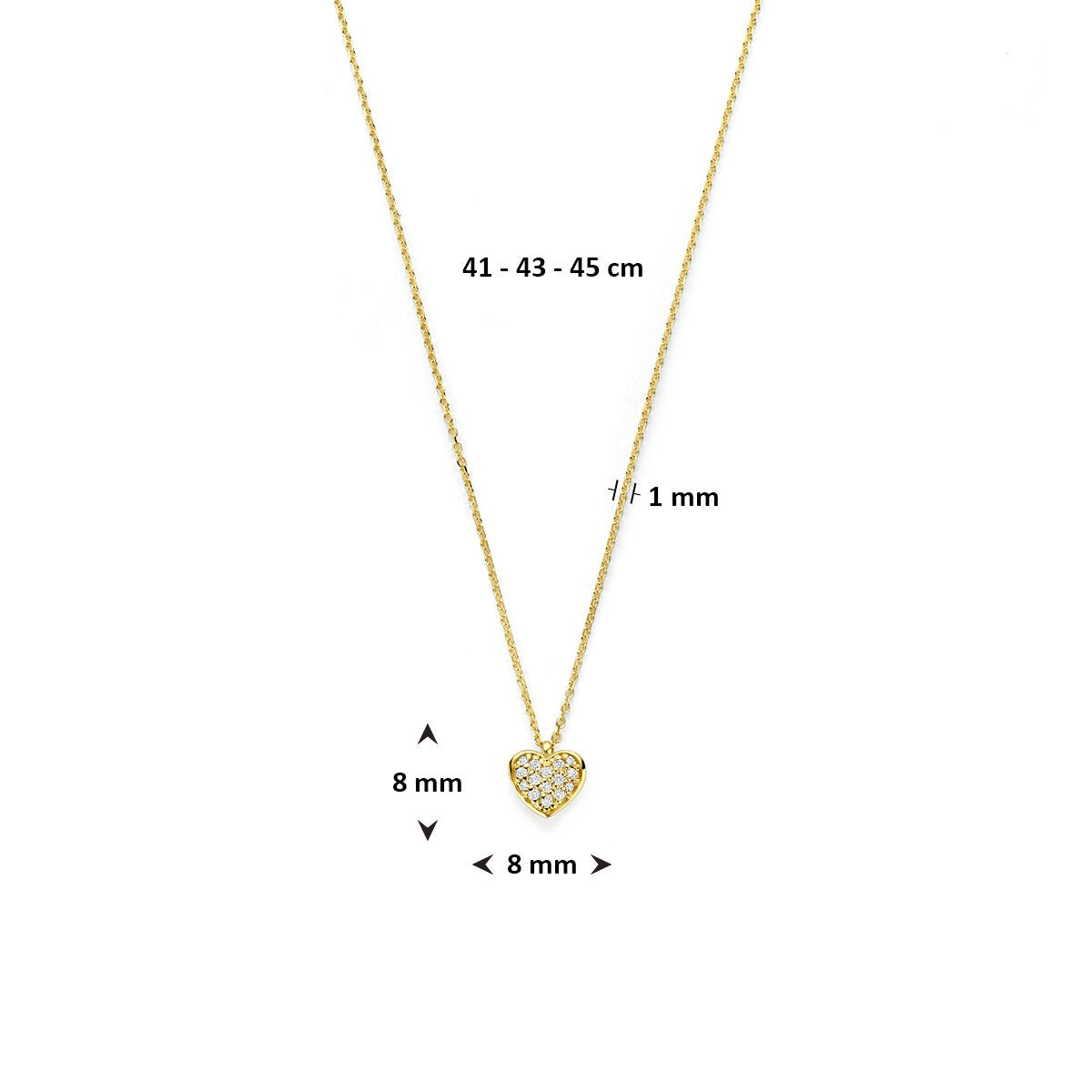 14k Gelbgoldkette mit Diamantherz