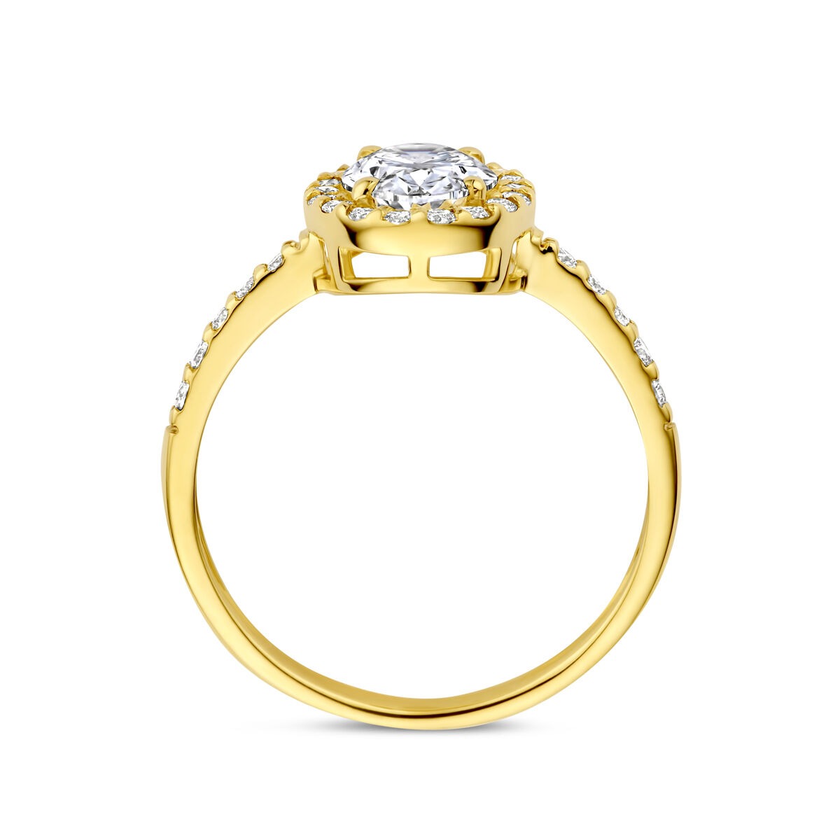 14k Gelbgoldring mit ovalem Labordiamant – inklusive Zertifikat