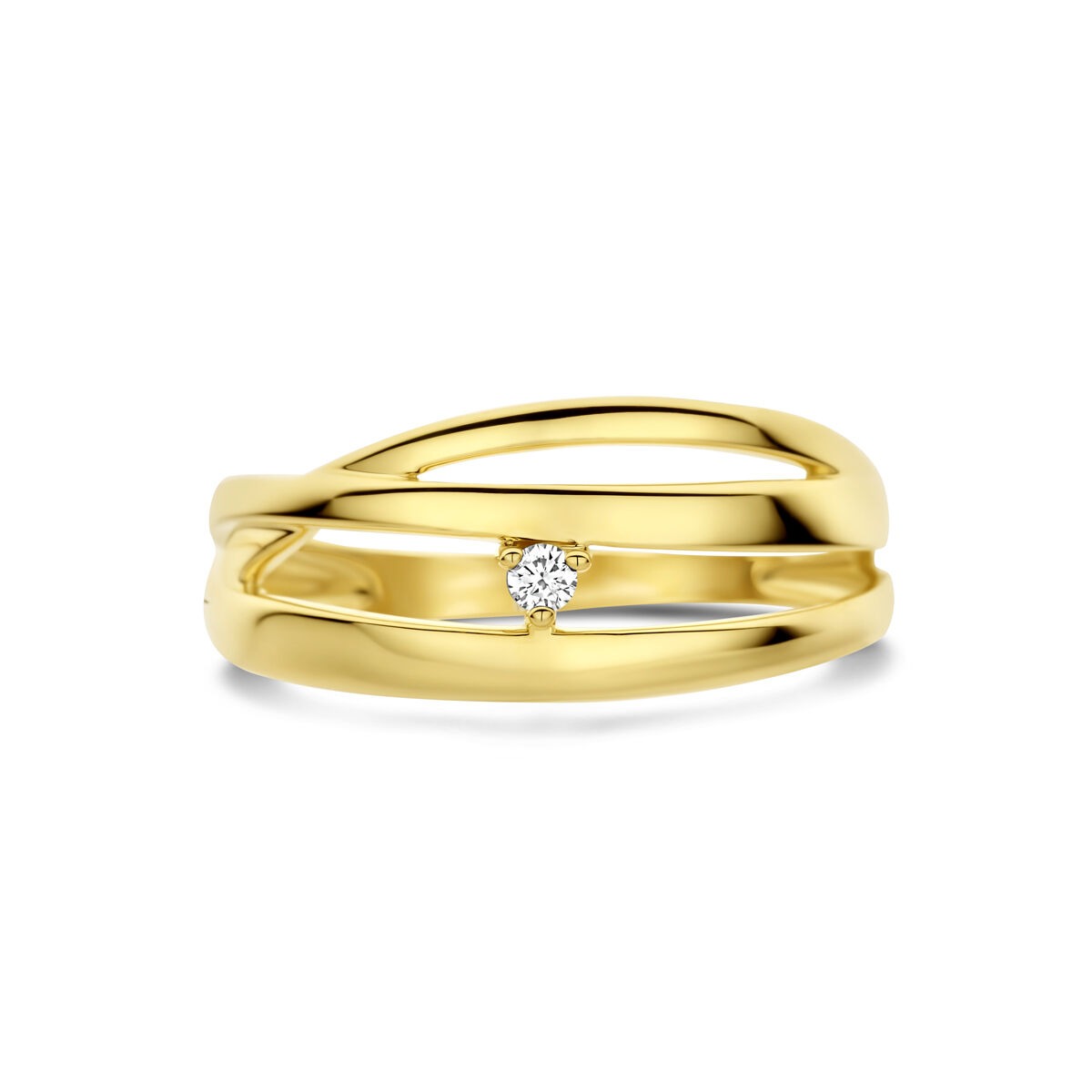 Goldener Damenring mit Diamant – 14 Karat Gelbgold