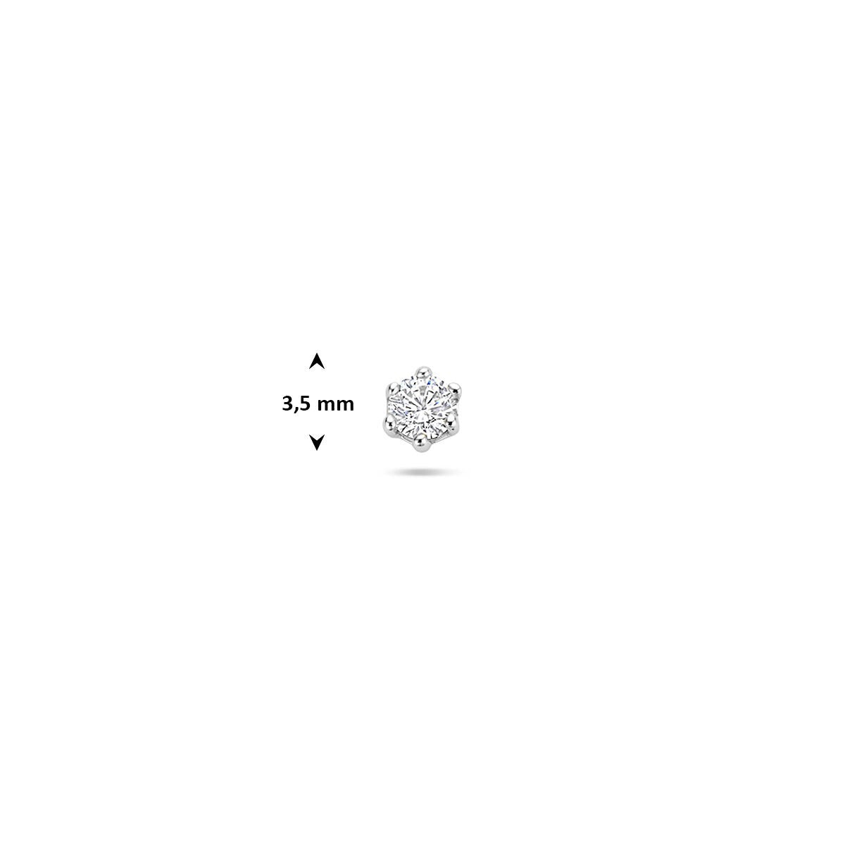 Rhodinierter Silber Flat Back Piercing mit Zirkonia 3,5 mm
