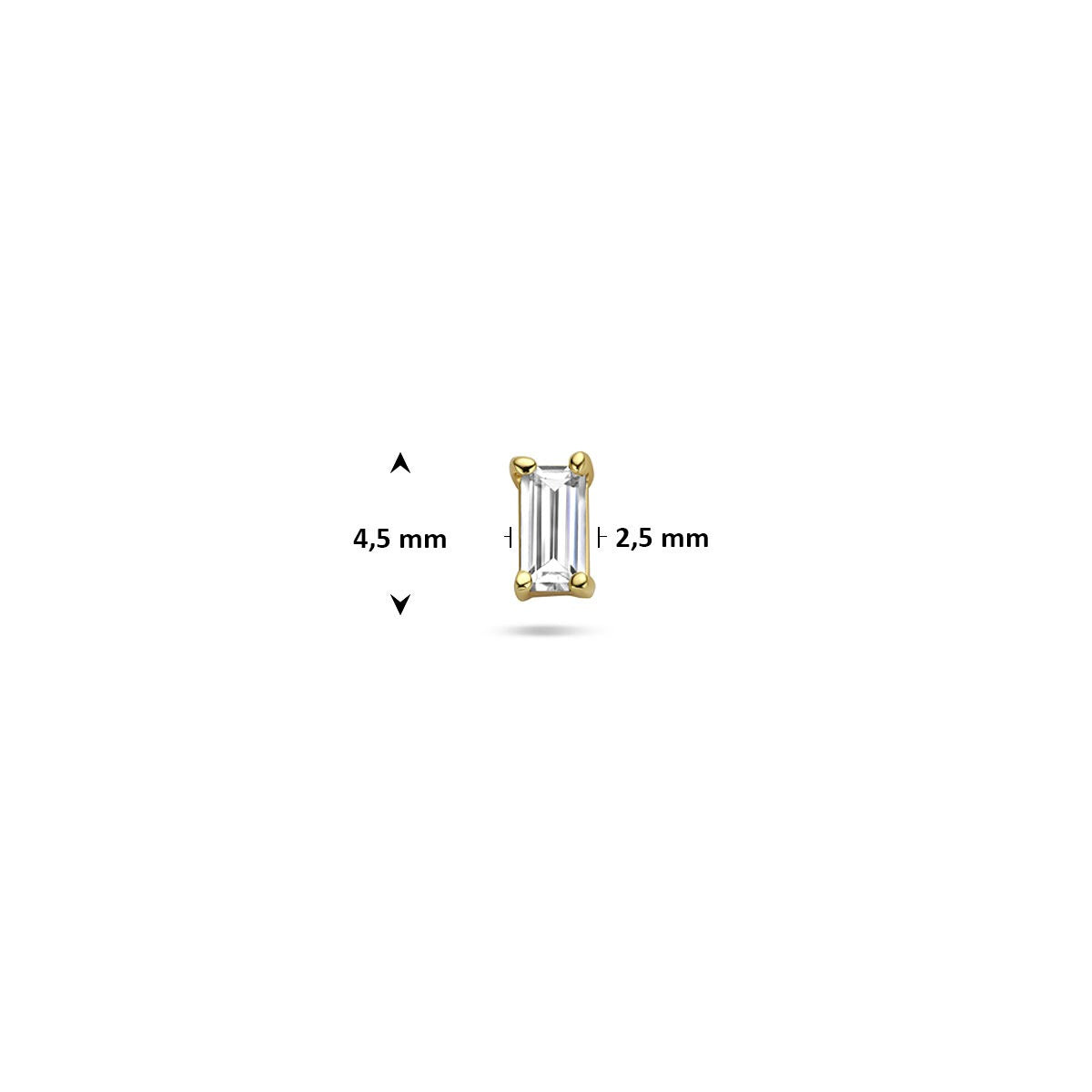 Vergoldetes Sterlingsilber Flat Back Piercing mit Baguette Zirkonia – 925er Silber