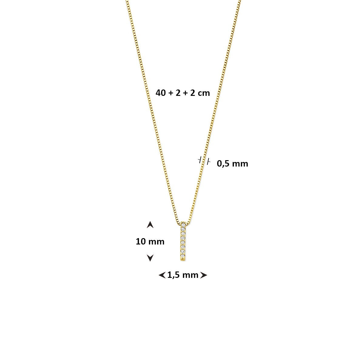 14k Gelbgoldkette mit im Labor gezüchtetem Diamanten