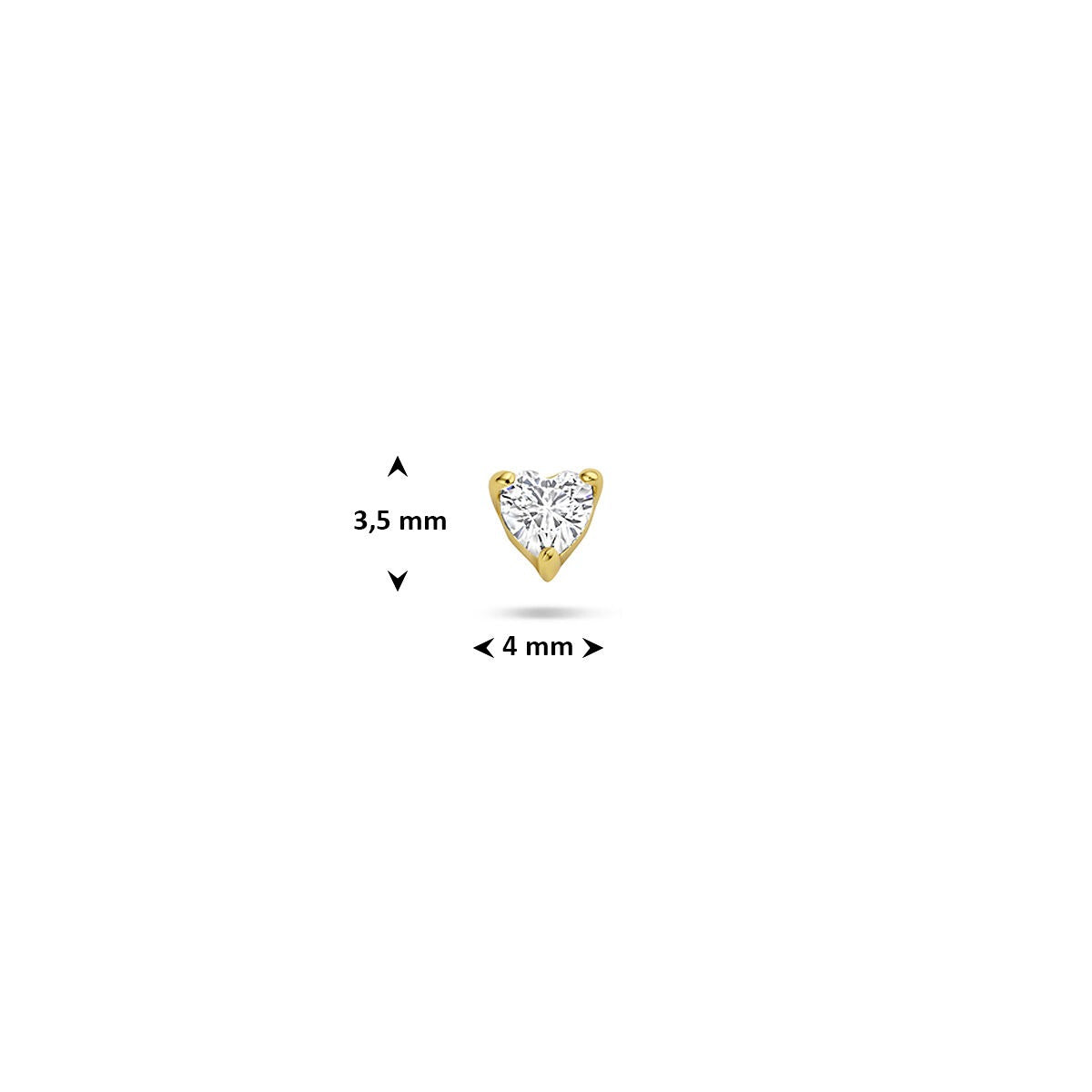 Vergoldetes silbernes Flat-Back-Piercing Herz mit Zirkonia – 925 Silber