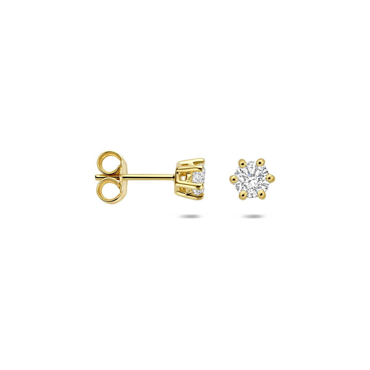 14K Gelbgold-Ohrstecker mit im Labor gezüchtetem Diamant