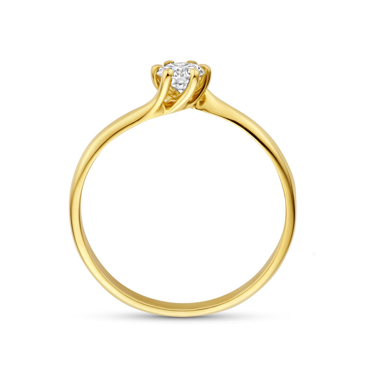14 Karat Gelbgoldring mit im Labor gezüchtetem Diamant