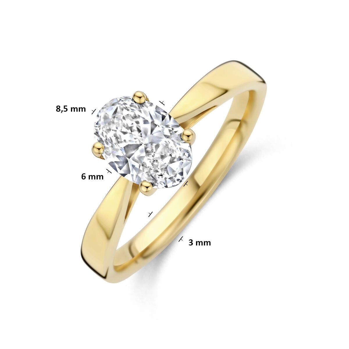 14k Gelbgold Damenring mit im Labor gezüchtetem Diamanten