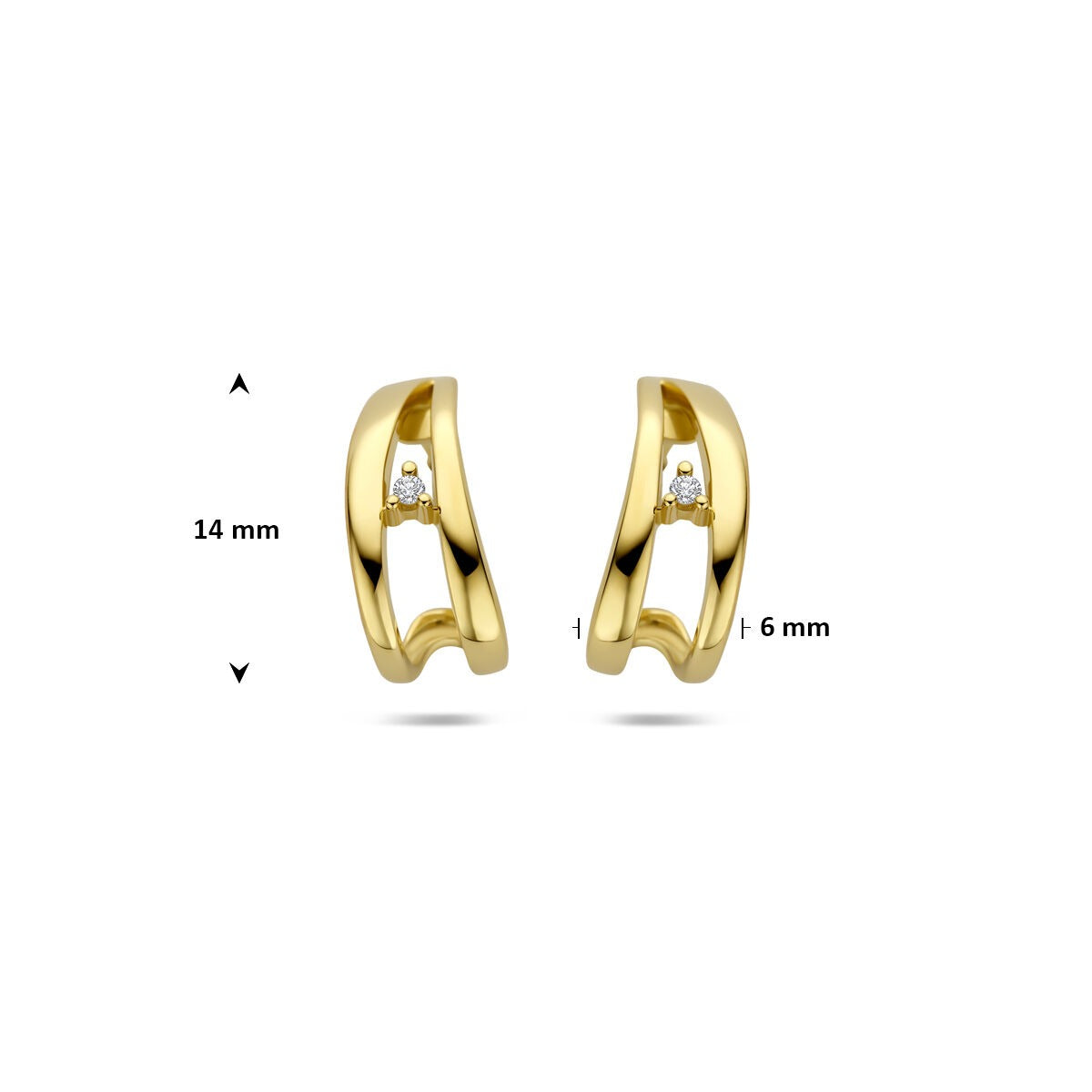 Goldohrstecker mit Diamant – 14 Karat Gelbgold